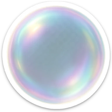 a soft bubble with iridescent colors, gentle and glowing, soft glow, luminous, translucent, shiny, delicate, pastel colors sticker