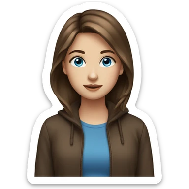 Pretty girl brown hair blue eyes sticker