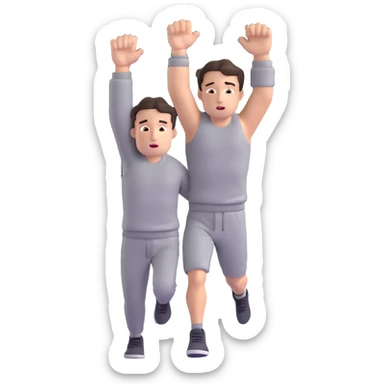 Rocky Balboa running up museum steps, raising arms in victory, grey sweats sticker