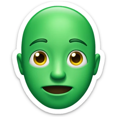 Green face with closed smile and beady eyes looking up and to the left sticker