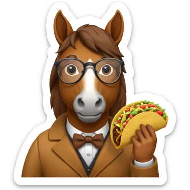horse holding taco with glasses sticker