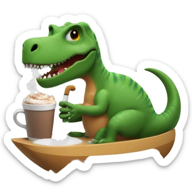 dinosaur smoking while surfing in hot cocoa  sticker