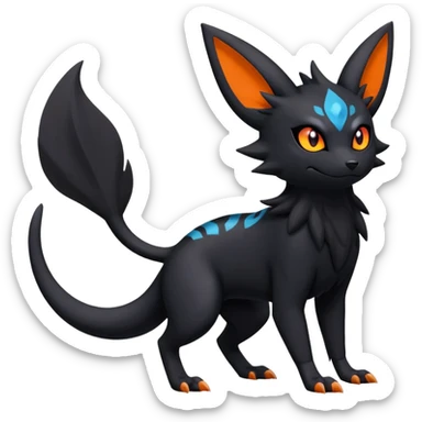 Salandit-Umbreon-Litten-Zorua-Noibat-Fakémon-hybrid-creature (full body)  sticker