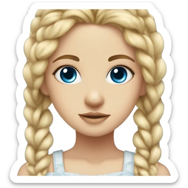 Ocean blue eyes girl, side braided blonde hair, feminine, angelic, sticker