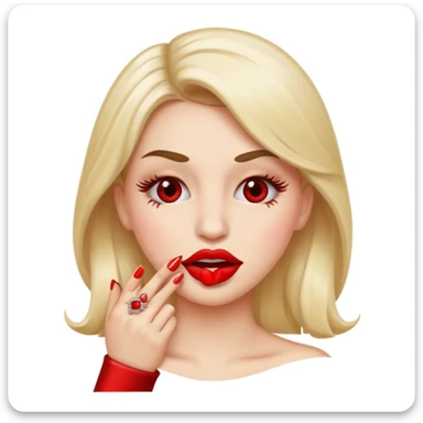 je veux un emogies avec des faux cils des belle levre avec du rouge a levre qui se mordille son ongle nail art  sticker