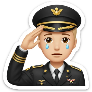 a combination of these two emojis: 🫡🥲 sticker