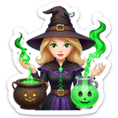 Nicole Kidman making green glowing potion in witch costume sticker