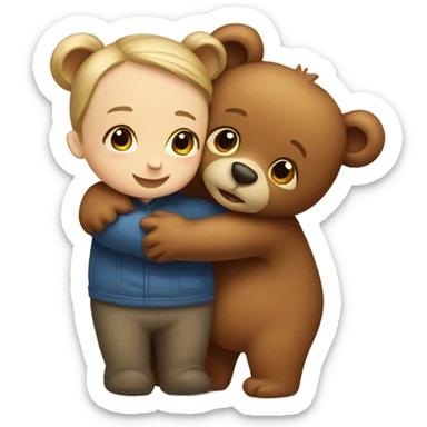boy bear and girl bear hugging sticker