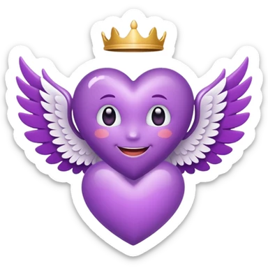 Purple Heart emoji white wings and smiling face sticker