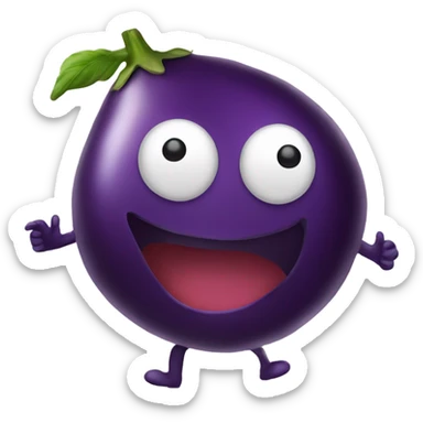 Happy emoji with a eggplant  sticker