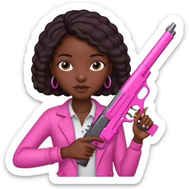 Black Girl  holding pink gun sticker