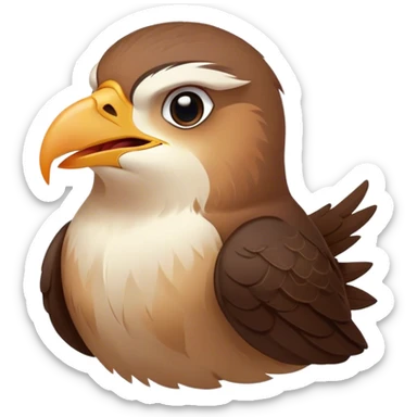 Cinematic Cute Yawning Falcon Portrait Emoji, Head tilted slightly with a dramatic, wide-open yawn, showcasing a streamlined, powerful form with a softly drooping beak and sleepy, half-closed eyes, Simplified yet irresistibly adorable features, highly detailed, glowing with a soft, cozy glow, high shine, relaxed yet expressive, stylized with a dash of whimsical aerial charm, soft glowing outline, capturing the essence of a drowsy yet affectionate falcon that appears ready to stretch out for a nap! sticker