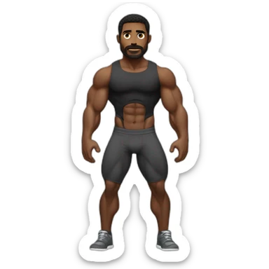Bodybuilder pelo negro sin barba sin bigote cuerpo entero sticker