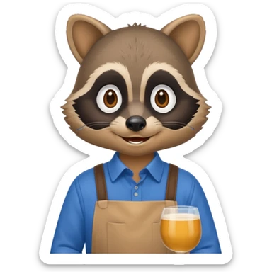 waiter racoon blue shirt sticker