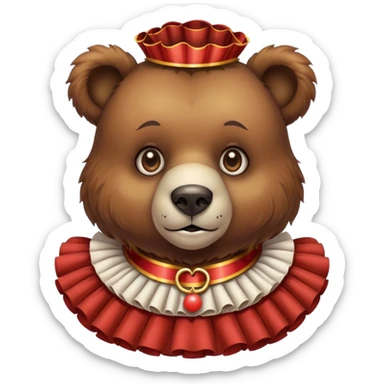 Vintage circus bear wearing ruffled collar sticker