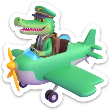 Crocodile pilot in an airplane sticker