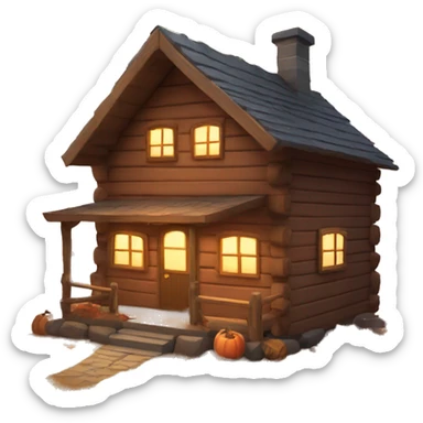 autumn cosy cabin sticker