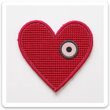 emo heart with a stitched patch sticker