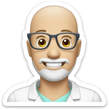 Dentist male bald with glasses sticker