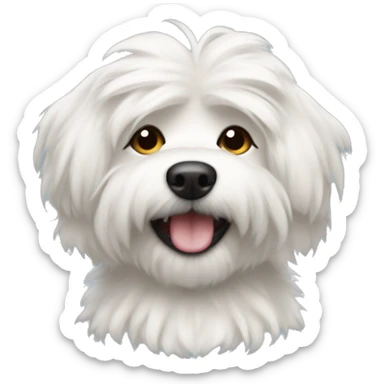 a maltes dog with fluffy hair smili sticker