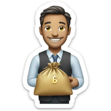 rich man with bag of money smiling sticker