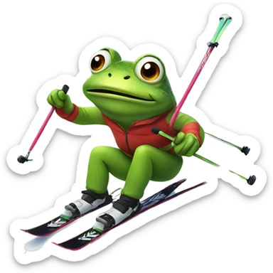 Frog skiing sticker