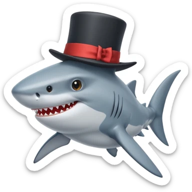 Shark with a top hat sticker