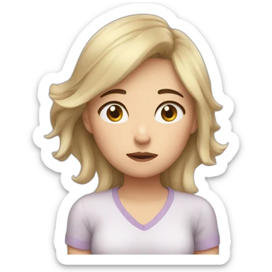 girl very very sleepy and overworked sticker