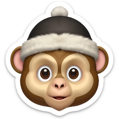 Make a monkey head wear a penguin hat sticker