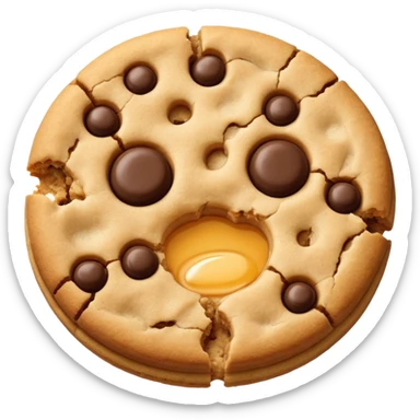 Two plain cookies, one bitten sticker