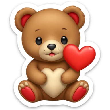 Osito con corazon i en el centro de corazon nombre agata sticker
