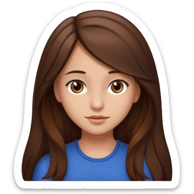 Girl with long brown hair dark brown eyes hair flipped to one side sticker