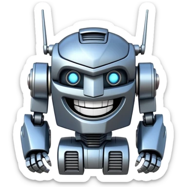 robot transformer with a big smile laughing happily sticker