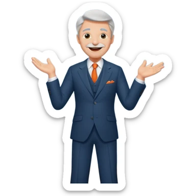 een man van 50 die een theather voorstelling geeft en een leuke grap maak met een theather op de achtergrond en hij moet nederlands zijn sticker