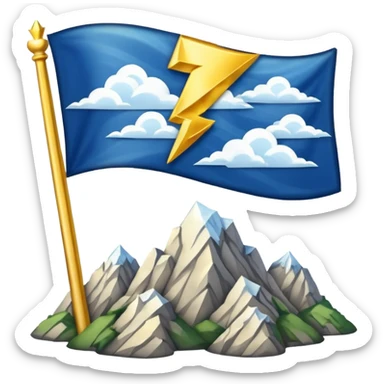 Design a rectangular emoji-style flag representing Mount Olympus, the realm of the gods. Include classic Greek elements such as golden clouds, marble pillars, and Zeus's lightning bolt.  sticker