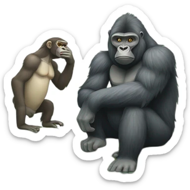 gorilla with frog with baboon sticker