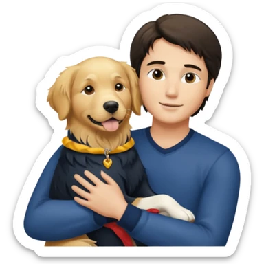 Damon Salvatore abraçando um Golden Retriever  sticker
