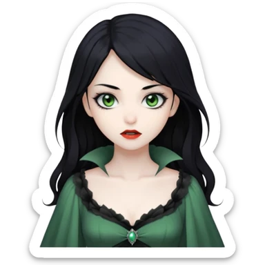 Beautiful ethereal Gorgeous Vampiric Edgy Anime Lady With Black grey green  sticker