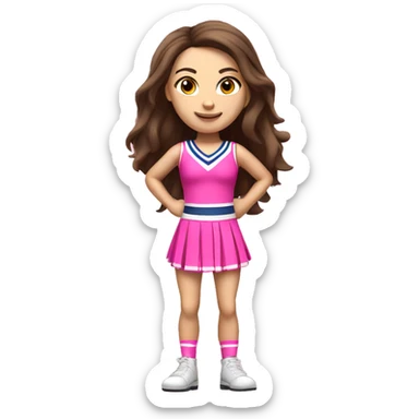 Brunette Caucasian cheerleader in pink, full body sticker