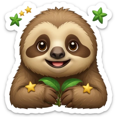 Perezoso que tenga dos  estrellas en los ojos  ósea que los ojos se conviertan en estrella y este sonriendo  tipo bimoji de iPhone pero de perezosos  sticker