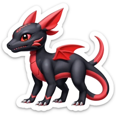 Cute Shiny Guilmon-Salandit-Umbreon-Fakémon-hybrid-creature (full body)  sticker