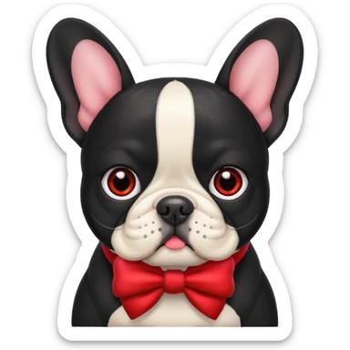 Move it closer No, I meant in black.Make an emoji of a French bulldog and add a bow. sticker