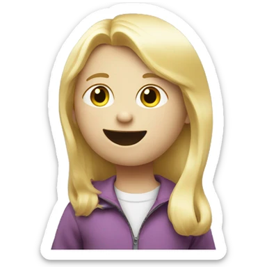 talking blond child with two speech bubbles near sticker