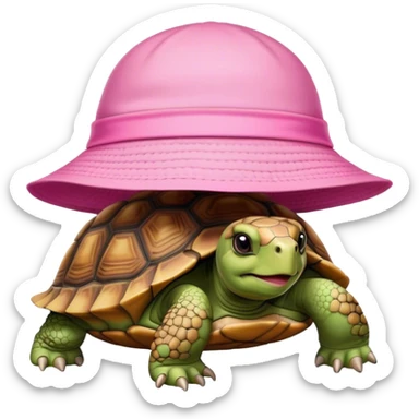 Tortoise wearing pink sun hat  sticker