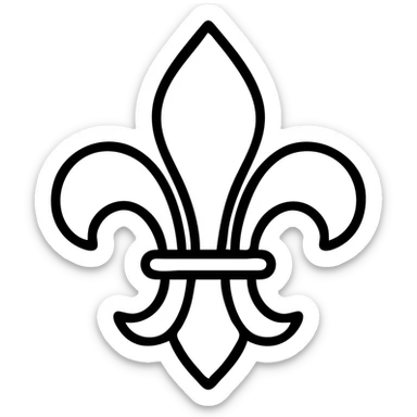 black fleur de lis icon, outlined, no fill sticker