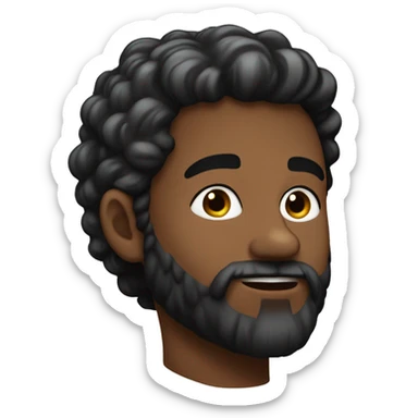 Un jeune homme noir avec une barbe légèrement fournie, des cheveux coupés noirs et un regard confiant sticker