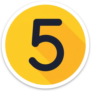 Number 5 on a yellow volumetric background sticker