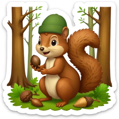 Squirrel bite giant acorn sticker