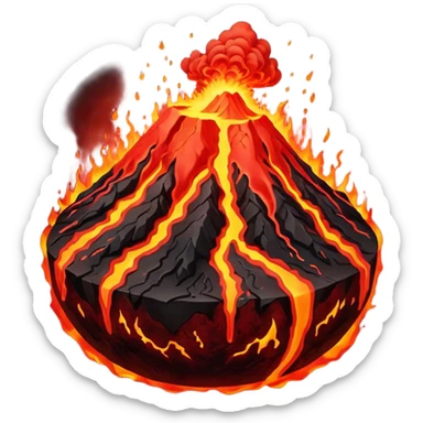 planet, surface covered in lava and volcano sticker