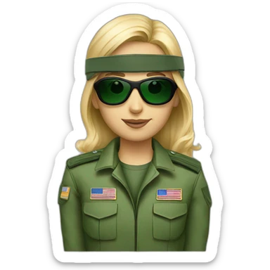 Blonde military Pilot with green uniform wearing sunglasses  sticker
